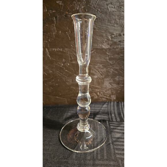 Vintage Heavy Clear Glass Candle Holder - Picture 1 of 4